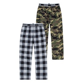 Hurley Boys' 2-Pack Pajama Pants, Black/Green Camo, 4