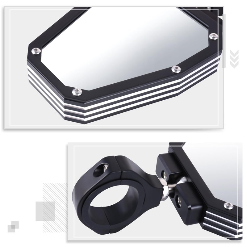 Pair of Universal Textured Black Rectangle Convex Design Glass UTV