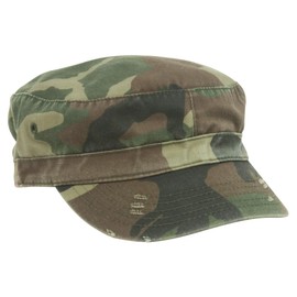 MG Distressed Washed Cotton Cadet Army Cap (Camo)…