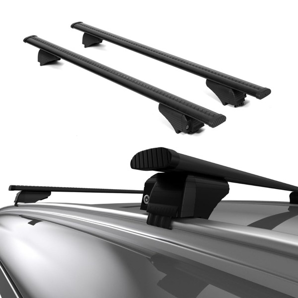 ERKUL Universal Roof Rack Cross Bars - 42.5" Crossbars Fits Flush Roof Rail Cars & SUVs | Adjustable Aluminum Aero Bars for Rooftop, Luggage, Cargo Carrier, Canoe, Kayak, Bike, Ski | Black