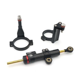 GZDLMoto Motorcycle Steering Stabilizer Bracket Damper Stabilizers & Dampeners Kits Compatible with CFMOTO 450SR 450SRS 450SS 2022-2024,CNC Aluminum (Carbon Fiber, Damper+Bracket)