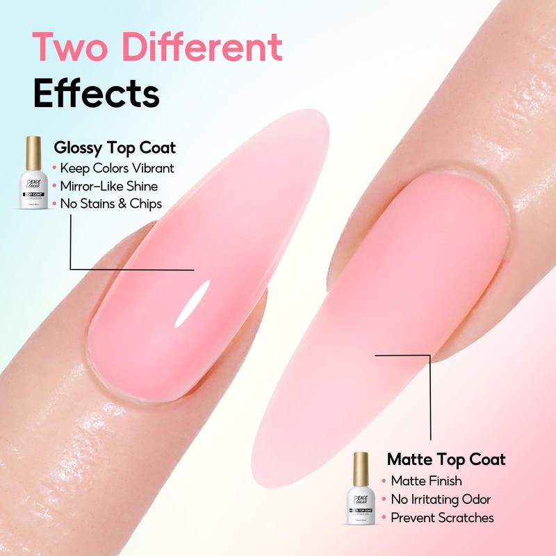 PEACECOLOR 50Pcs Poly Nail Gel Kit with U V Light