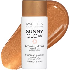 Pacifica Gotas Bronceadoras Líquidas Para Rostro - Sunny Glow Liquid Bronzer Para Rostro Y Piel - Maquillaje Iluminador Y Resaltador - Con Vitamina C, Para Mejillas Y F Bronce 1 Onza Líquida (Paquet
