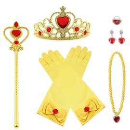 Vicloon Elsa Set, Ice Princess Set, Princess Dress Up Accessories with 2x Gloves + 1x Magic Wand + 1x Elsa Crown + 1x Necklace 2-9 Years