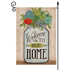 YaoChong Watercolor Bottle of Succulent Garden Flag Verticle Double Sided 12.5 x 18 inch,Welcome to Our Home Spring Summer Gift Yard Farmhouse Decorations