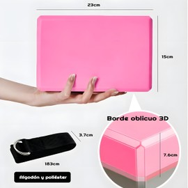 KADIGO 2 Piezas Bloques de Yoga de EVA, Bloques para Pilates con Correa de Estiramiento, Bloques de Ayuda Para Yoga de Alta Densidad/Ligereza, Modificar Postura, Resistir a la Presión (Negro, Talla única)