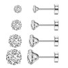 XUU Implant Grade Titanium Flat Back Stud Earrings Set for