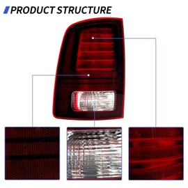 LED Tail Lights Assembly Fit for 2013-2018 Dodge RAM 1500,2019-2022 RAM 1500 Classic Warlock,2014-2018 RAM 2500 3500 Driver Left Side (Left Side)