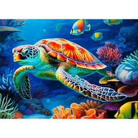 NAIMOER Turtle Diamond Painting Kits for Adults, DIY Full Drill 5D Diamond Art Animal Diamond Painting Fish Diamond Painitng Kits for Relaxation and Home Wall Decor 30x40cm(Underwater World)