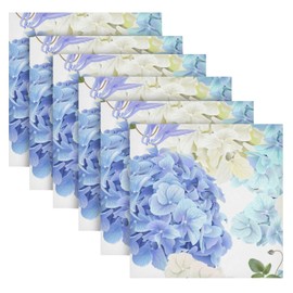 susiyo Blue White Hydrangea Flowers Cloth Napkins 20 X 20 inch Polyester Washable Cocktail Napkins for Dinner Decorative - Set of 6 Pcs