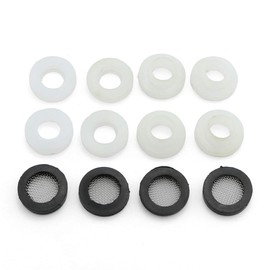 PZRT 4PCS Bellows Sealing Silicone Flat Gasket +4PCS Rubber Washer Stainless Steel Hose Gasket Filter Net +4PCS Silicone Convex Gaskets