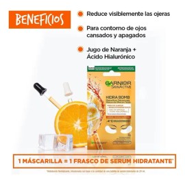 Parches Para Ojos Garnier Hidra Bomb Con Ácido Hialurónico Hidratante 6g