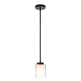 XiNBEi Lighting Pendant Lighting Modern 1 Light Mini Pendant Light with Dual Glass in Dark Bronze, Adjustable Hanging Ceiling Light for Kitchen & Living Room XB-P1195-DB
