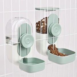 Automatic Feeder, Dogs, Cats, Small Animals, Automatic Water Supply, Set of 2, Automatic Feeder, Water Founder, Cage, Mounting, Fixed, Gravity Type, Large Capacity, No Tools Required, Answering