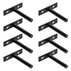 SAYAYO Floating Shelf Brackets Heavy Duty 75MM/3-Inch Wall Brackets Invisible Hidden Shelf Supports for Concealed Wood Shelves, Metal Black 8 Pack, EJY70X75B-8P