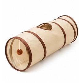 Collapsible Cat Tunnel for Indoor Cats - Foldable Play Tube with Peek Hole and Hanging Ball Toy