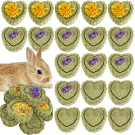 RoadLoo Rabbit Chew Toys, 32Pcs Bunny Chew Toys for Teeth Natural Hay Chew Toy Chew Mats for Rabbits Boredom Breaker Small Rodent Pet Teeth Treats Toys