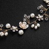 Uongeod Brautschmuck mit Kristallperlen, Bohemian-Stil, Kopfschmuck mit Blättern, Ranken, Blume,
