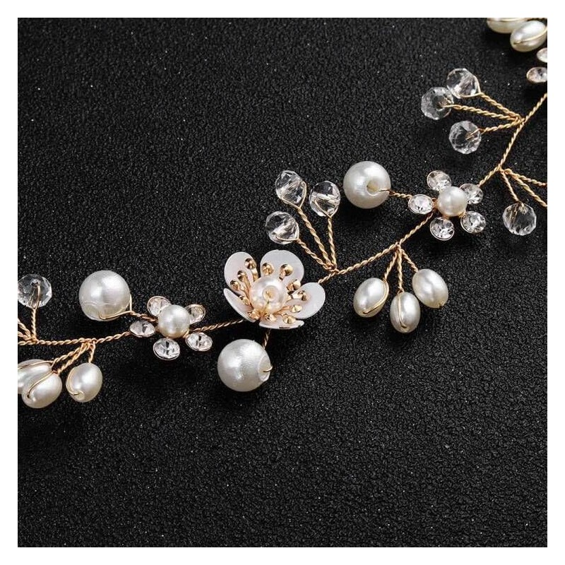 Uongeod Brautschmuck mit Kristallperlen, Bohemian-Stil, Kopfschmuck mit Blättern, Ranken, Blume,