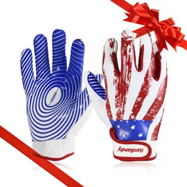 HANDLANDY Youth Football Gloves for Boys Girls, Sticky Wide Receiver Gloves for Kids, Junior Flag Football Gloves (Blue, Youth XL&Adult M)