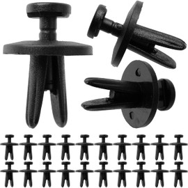 Car expansion rivets, 20 pieces, diameter 6 mm pin, diameter 18 mm head, in black, plastic, door trim mounting clips, bumper trim clips, door plastic rivets, spare parts