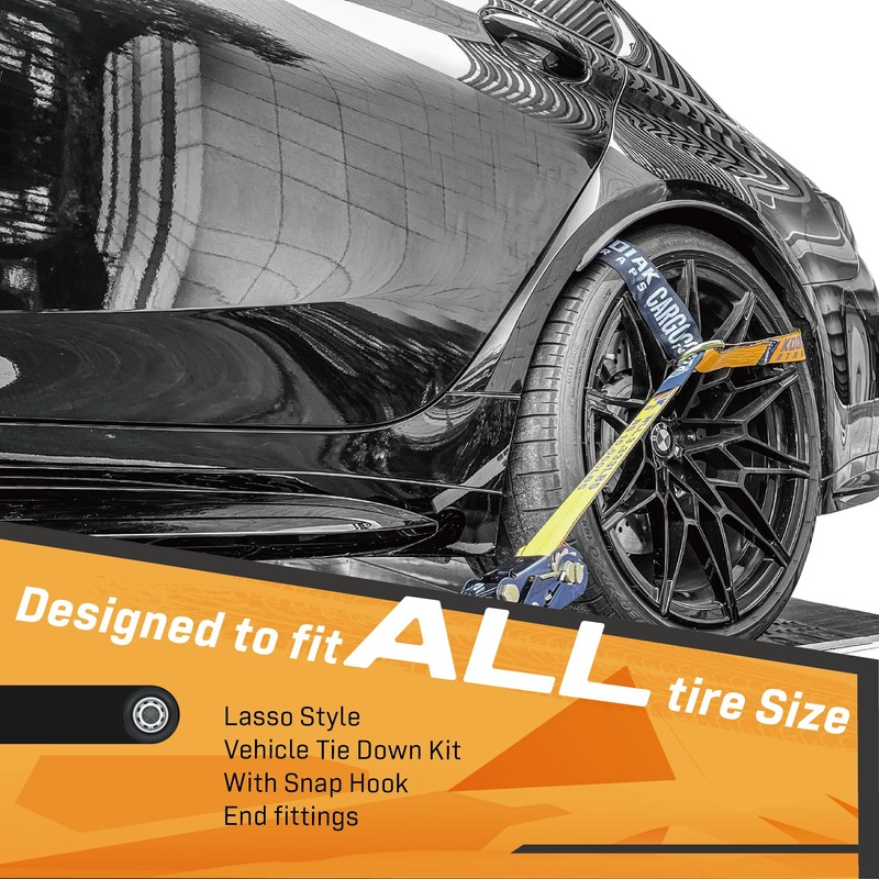 KODIAK STRAPS Adjustable Vehicle Tire Tie Down Straps Kit– 4pk
