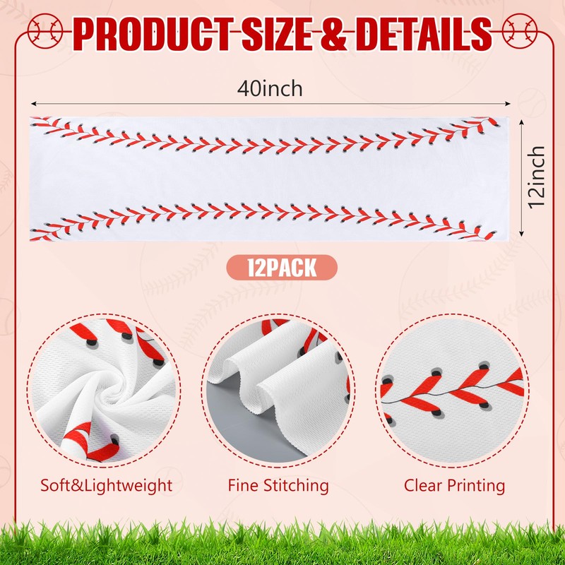 12 Pack Baseball Cooling Towels, Baseball Ice Towels for Neck,