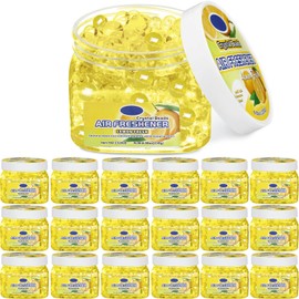 Dansib 18 Pack Gel Odor Eliminator Beads 8 Ounce Scent Beads Bulk Air Freshener Removing Long Lasting Eliminates Odors for Home, Bathrooms, Cars, Boats, Rvs and Pet Areas(Lemon)
