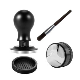 Coffee Tamper & Distributor Set, Goespecil Espresso Tamper with Spring Loaded and Base, Coffee Leveler for 51mm Breville Portafilter with Coffee Cleaning Brush (51mm)