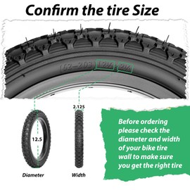MOHEGIA Kids Bike Tires Replacement Set: 2-Pack 12-1/2-Inch x 2-1/4 Inch (12.5x2.125 inch) Folding Bicycle Tires and Pair 12.5-inch Inner Tubes Schrader Valve with Tire Levers