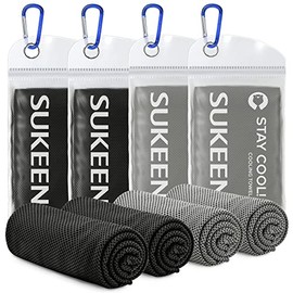 Sukeen Sukeen Cooling Towel, Cooling Towels 4 pack, Stay Cool Ice Towel, Cooling Towels for Neck, Cold Towel, Gym Towel Men Women (4pcs, Dark Grey*2, Black*2)