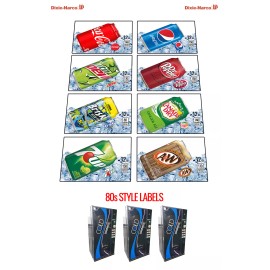 Dixie Narco, Vendo, Royal Vendors, USI & FSI (8) SODA VENDING MACHINE 12 oz "CAN"  Vend Labels (Flavor Strip) - VARIETY PACK