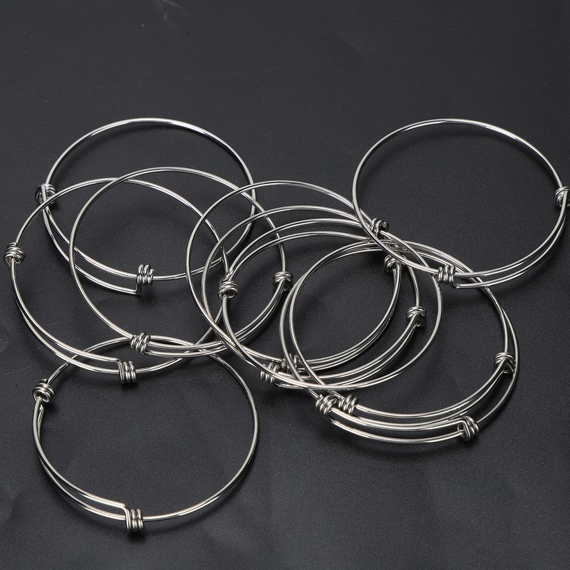 10Pcs Stainless Steel Bangle 1.6mm Adjustable Expandable Coil Bracelet DIY