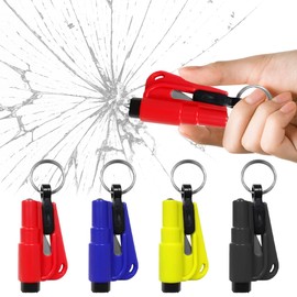 Window Broken Tool, 4 Pcs Emergency Escape Tool with Car Window Breaker and Seat Belt Cutter for Land, Underwater (4 Colors)