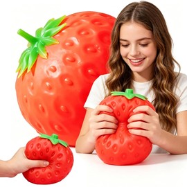 Giant Strawberry Squishy, Squishy Strawberry, Realistic Strawberry Model Party Favor Slow Rise Pressure Release, Realistic Glossy Dragon Desk Decor, Soft Squeeze Relief (One 5 Inch)
