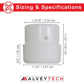AlveyTech Plastic Tip for The Stabilizing Post - Fits The Razor Crazy Cart (V1+) - White Plastic Replacement Set for Kids E-Kart, Heavy Duty Parts for Electric Crazy Scooter Cart 4-Pack
