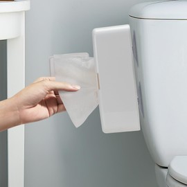 Yakucho Bathroom Wet Wipe Dispenser - Suction-Mounted Flushable Wipes Holder,Refillable, Keeps Wipes Moist, Tool-Free Installation,Compact & Space-Saving for Small Bathrooms Toilet Wipes Storage