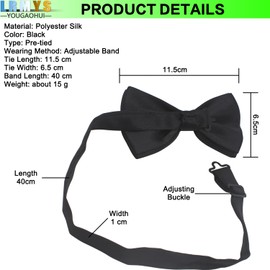 LRMYS Kids One Size Pre-Tied Bow Tie, Solid Color Adjustable Silk Neck Bowties for Baby Toddler Birthday Wedding Formal Party Banquet Prom Ball Fancy Dress, Black 1 Pack