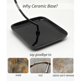 VROOMIUM Banana Holder Stand with Ceramic Bowl - Holds Up to 5 Pounds Bananas, Hassle-free Cleaning, Stylish and Chic Design Banana Rack, Black