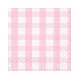 Caspari Gingham Paper Luncheon Napkins in Pink, 20 Per Package