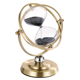 Brass Hourglass 60 Minute, 720° Rotating Vintage Metal Sand Timer, Large Black Sand Watch 60 Min, Unique 1 Hour Glass Sand Clock for Gifts, Wedding, Home, Desk, Office Decoration