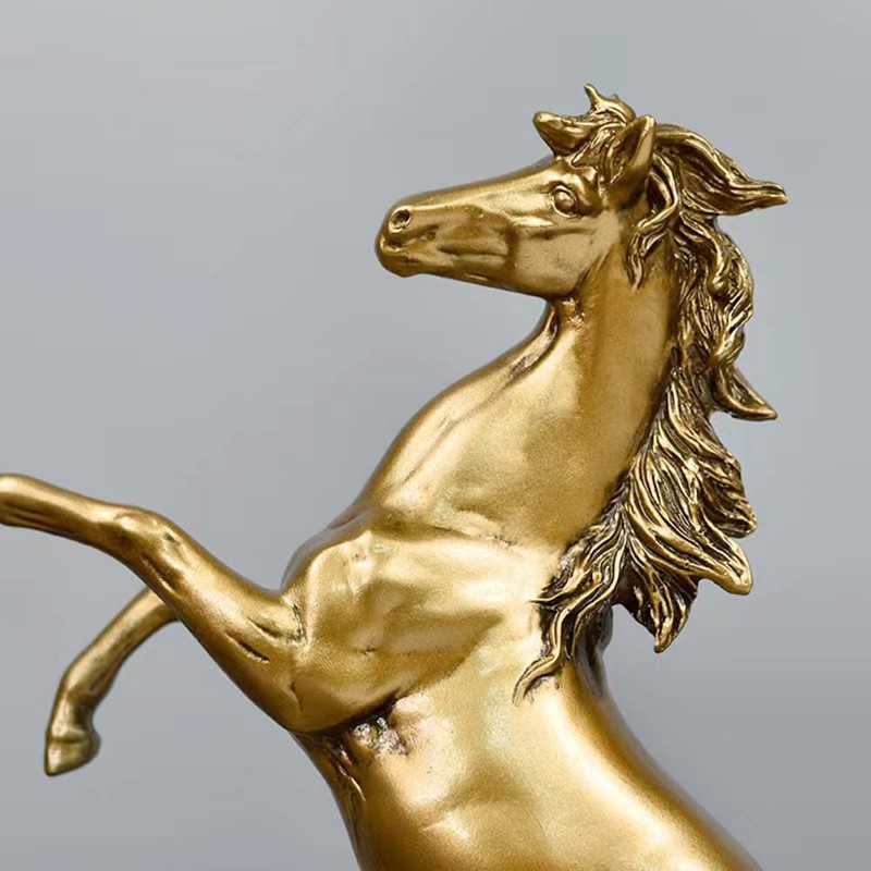 FUNSXBUG Gold Horse Statue Figurines - Resin Standing Fighting Horse