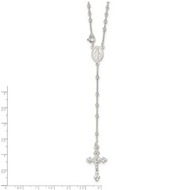IceCarats 925 Sterling Silver Rosary Bead Necklace 16 inch Chain
