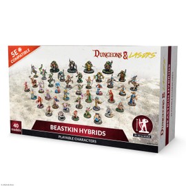 Dungeons & Lasers Beastkin Hybrids DND Miniatures - 40 Playable Characters with Scenic Bases for use with 5E Compatible Tabletop RPG Games - 28-32mm Scale, Unpainted, Unassembled - for Ages 14 Years +