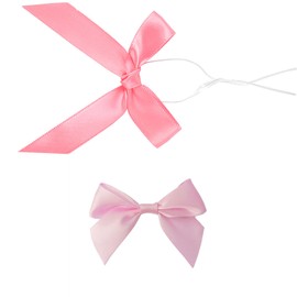 25 Pack Pink Mini Bows for Craft and 100 Pack Pink Twist Tie Bows for Treat Bags
