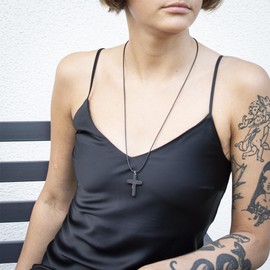 Wallystone Gems Shungite Pendant - Catholic Cross Jewerly - Affirms the Wearers Faith - Projects its Blessings inwardly for the Protection of the Soul