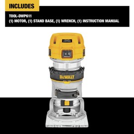 DEWALT Router, Fixed Base, 1-1/4 HP, 7.7-Amp, Variable Speed Trigger, Corded (DWP611)
