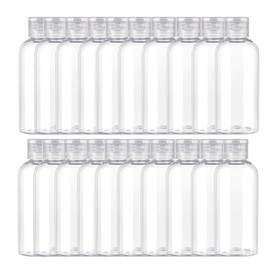 QOCUILC Pack of 20 Travel Bottles Set, 25 ml Plastic Bottle, Cosmetic Container, Transparent Plastic Air Bottle, PET Toiletries, Travel Shower Gel Container, Filling Transparent Travel Container,