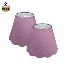 Royal Designs, Inc. Set of 2 Round Scalloped Bottom Medium Lamp Shade for Table Lamp, Spider Fitter, 7 x 13 x 10 in, Purple, 2 Pack