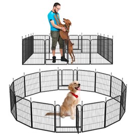 NeuType 16 Panels Garden Fence 32in(H)×36ft(L) Garden Border Fencing Metal Fence Panels Decorative Garden Fencing for Dogs Animal Barrier Border Animal Barrier Outdoor for Patio,Black